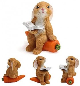 5 PCS Fairy Garden Rabbit Figurines, Adorable Miniature Rabbit Statue, Mini Bunny Resin Ornaments for Micro Landscape Lawn Bonsai Potted Plants