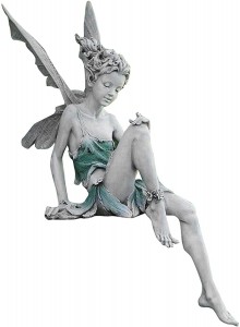 EKDJKK Sitting Fairy Statue Garden Ornament Resin Craft Landscaping Yard Decoration Park Gift Lawn Decoration Home Patio Garden