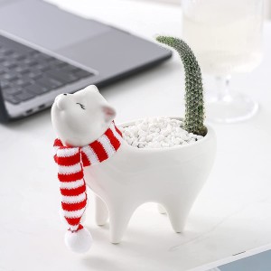 Planter Cats Ceramic Sybil Cat Animal Succulent Pots Indoor Flower Tiny Plant Decorative for Home Offices