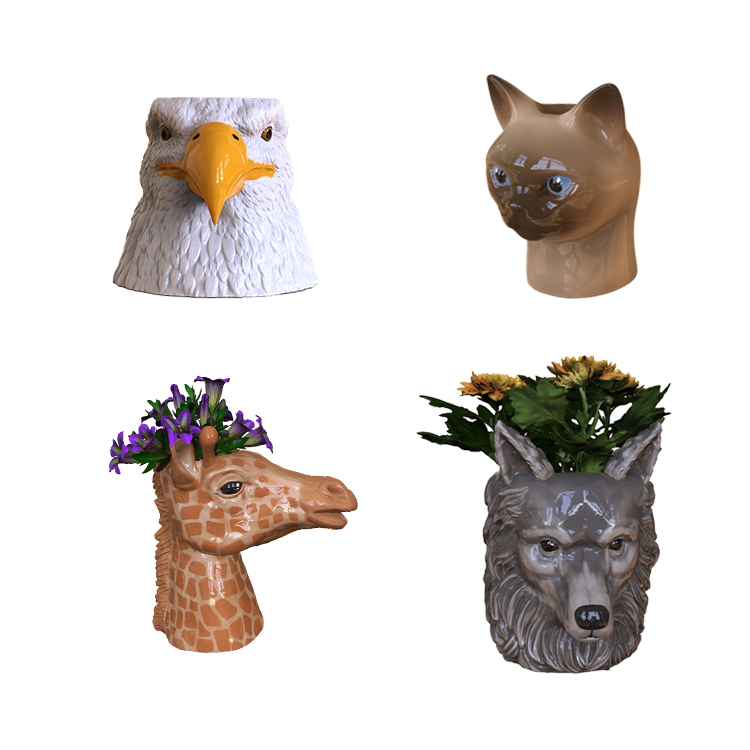カスタマイズ可能な陶器製動物フィギュア植木鉢の卸売メーカーと